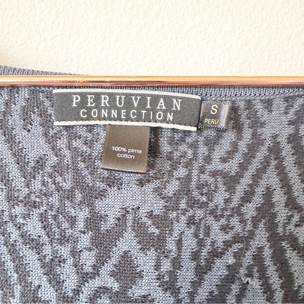 Peruvian Connection Fiesole Pima Cotton Dress Womens Size S Blue Black Jacquard - Picture 6 of 9